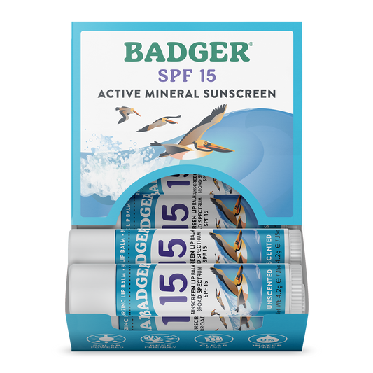 Badger - Badger Mineral Sunscreen Lip Balm SPF 15, Zinc Oxide 18ct