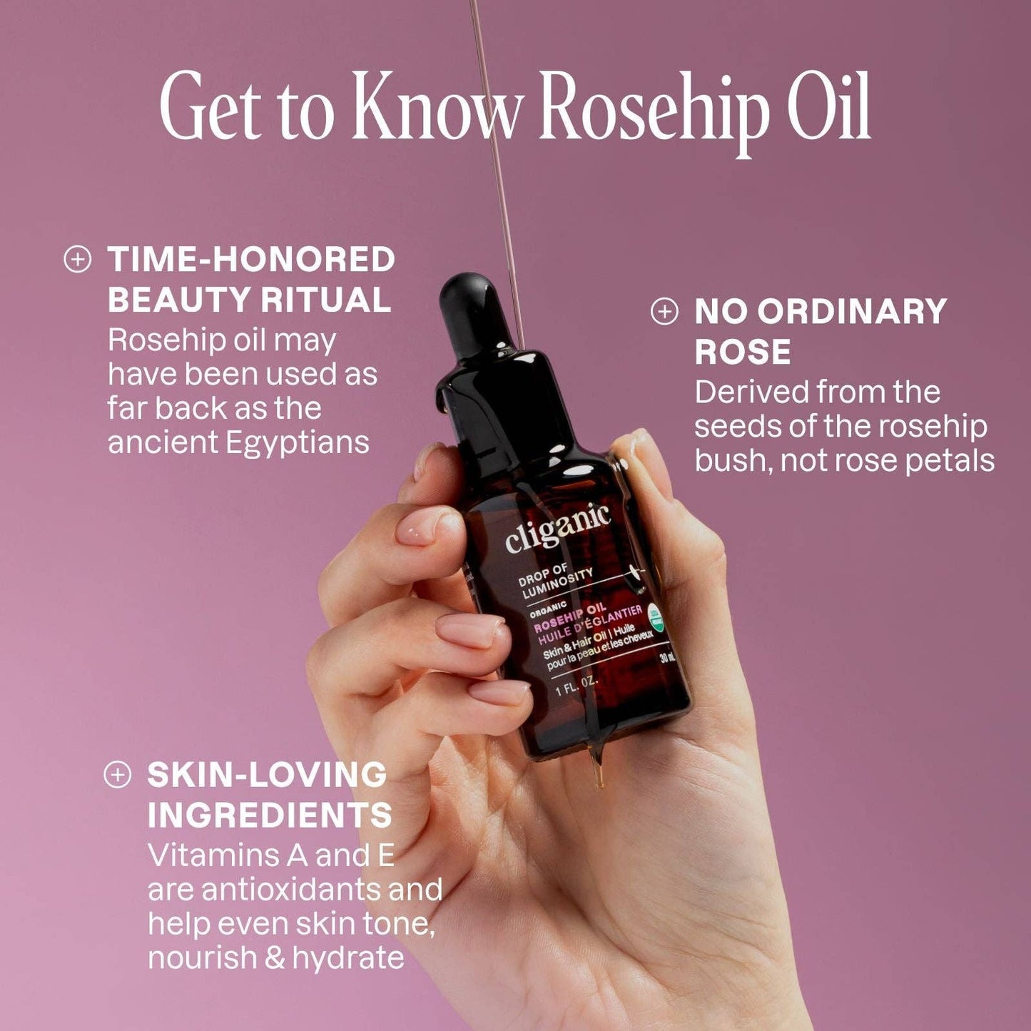 Cliganic - Organic Rosehip Oil 1oz
