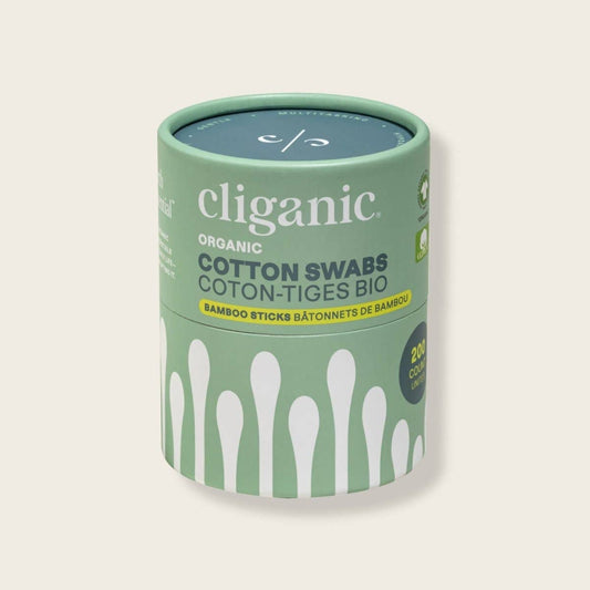Cliganic - Organic Cotton Swabs - Bamboo Sticks 200 Count